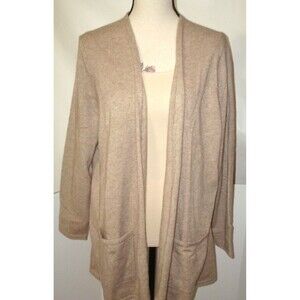 NWT New Womens XL 1X 2X Ryllace Plus 100% Cashmere Open Cardigan Sweater Tan Bro